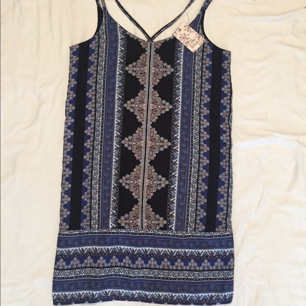 Pink Republic Blue Paisley Mod Dress Size M
